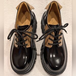 BeauToday Two-Tone Black/Carmel Lace-Up  Platform Shoes Women's 8.5 BRAND NEW